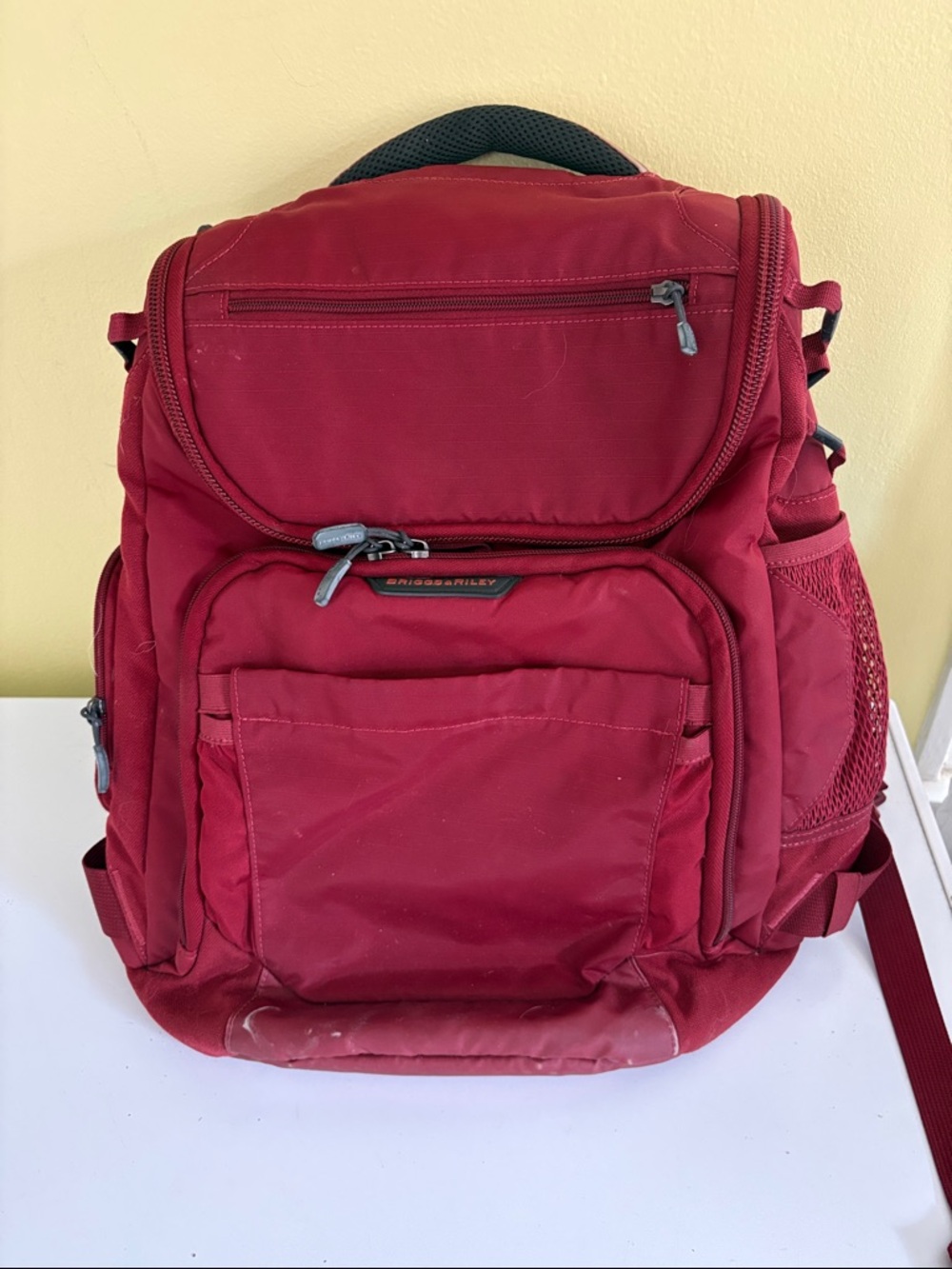 Briggs & Riley Deep Red Maroon Men's Travel Backpack